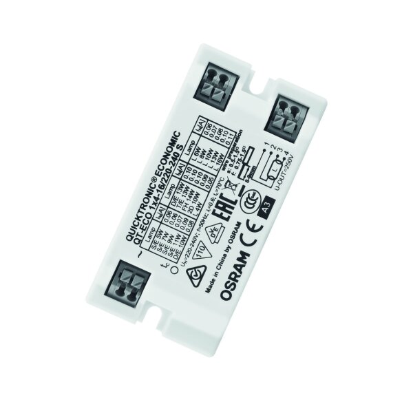 OSRAM QT-ECO 1X4...16 S Vorschaltgerät, 4-16W, elektronisch, für T5, für T8, TC-DEL, TC-TEL, Multiwatt-Ausführung, ohne Dimmung, 80x40mm – QT-ECO 1X4-16/220-240 S UNV1