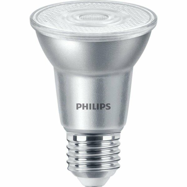 PHILIPS LED-Reflektorlampe, E27, PAR20, 6W, 2700K, extrawarmweiß, 500lm, dimmbar, 40°, AC, Ø68x87mm, 220-240V – MAS LEDspot CLA D 6-50W 827 PAR20 40D