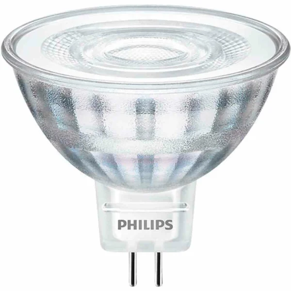 PHILIPS LED-Reflektorlampe, GU5,3, MR16, 4,4W, 2700K, extrawarmweiß, 345lm, 36°, DC, Ø50,5x45,5mm, 12V – CorePro LEDspot 4,4-35W MR16 827 36°