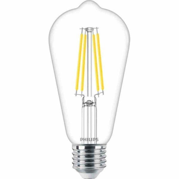 PHILIPS LED-Tropfenlampe, Filamentlampe, E27, ST64, 5,9W, 2700K, extrawarmweiß, 806lm, klar, dimmbar, AC, Ø64x140mm, 220-240V – MASTER Value LEDbulb 5,9-60W E27 927 ST6