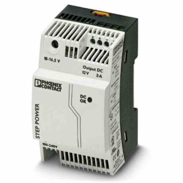 PHOENIX Gleichstromversorgung, geeignet für Reiheneinbau, 12V, 36W, 85-264VAC/DC, 95-250VAC/DC, 3A, 3TE, 0,3VA, kurzschlussfest – STEP-PS/ 1AC/12DC/3