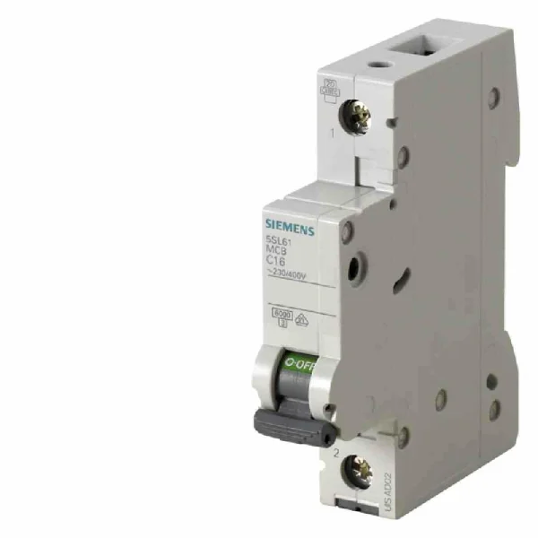 SIEMENS AG Leitungsschutzschalter, AC/DC, B, 16A, 1p, 400V, 6kA, 1TE, 50Hz, Zusatzeinrichtungen möglich, IP20 – 5SL6116-6