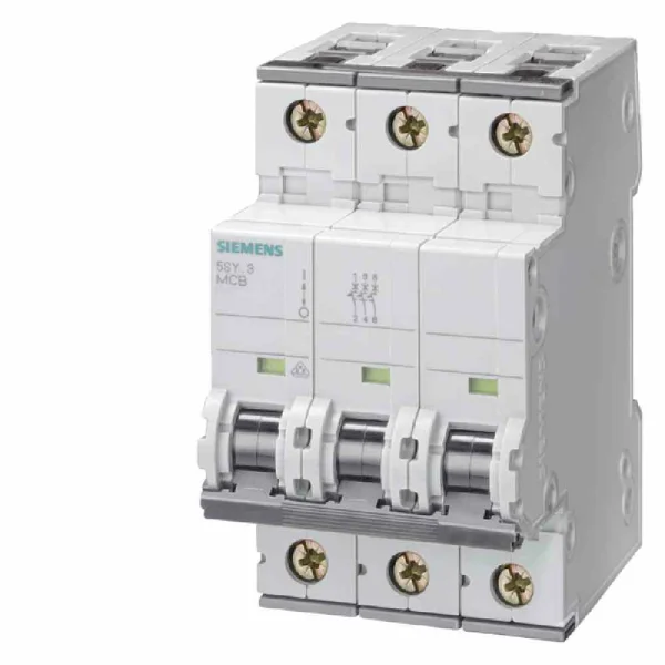 SIEMENS AG Leitungsschutzschalter, AC/DC, C, 6A, 3p, 400V, 10kA, 3TE, 50Hz, Zusatzeinrichtungen möglich, IP20 – 5SY4306-7