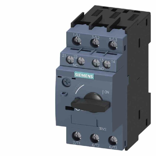 SIEMENS AG Motorschutzschalter, 3p, 11-16A, 16A/Iu, 690V, Einbaugerät Festeinbautechnik, IP20, thermomagnetisch, mit integriertem Hilfsschalter – 3RV2021-4AA15