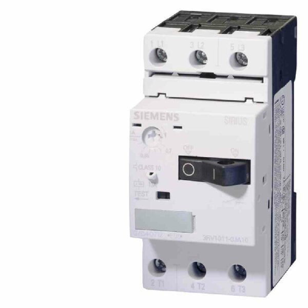 SIEMENS AG Motorschutzschalter, 3p, 4,5-6,3A, 6,3A/Iu, 690V, Einbaugerät Steckeinsatztechnik, IP20, thermomagnetisch – 3RV1011-1GA10