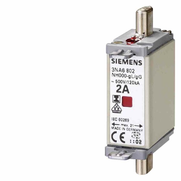 SIEMENS AG NH-Sicherungseinsatz, 50A, NH000, 500V, gL/gG(Ganzbereichs-Leitungsschutz/Ganzbereichs-Gerätesch.), i – 3NA6820