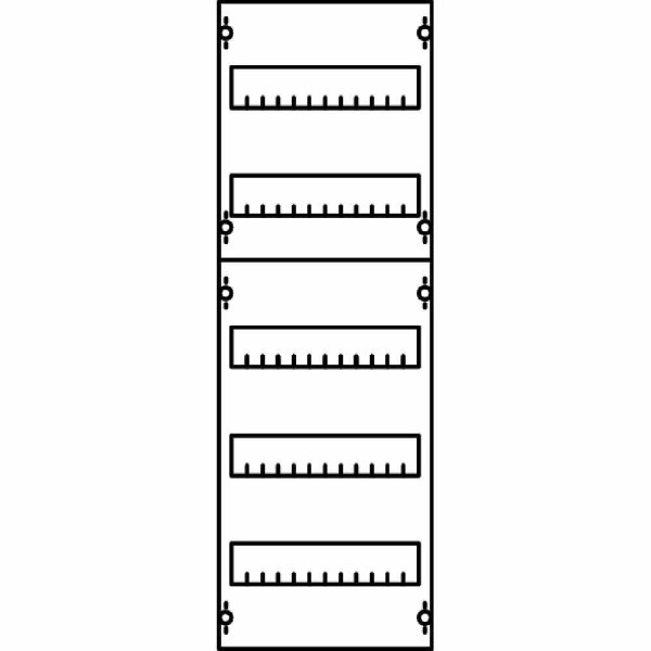 STRIEBEL & JOHN Verteilerfeld, 5x12TE, 250x750x160mm, mit Ausschnitt, Montageplatte – 1V1A