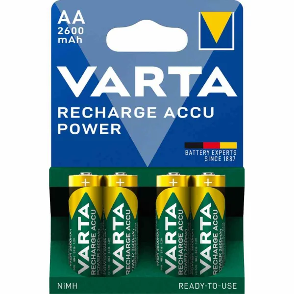 VARTA Akku, Mignon, 1,2V, AA, Nickel-Metall-Hydrid, 2600mAh, HR6, 1zell, Ø14,5mm – 5716