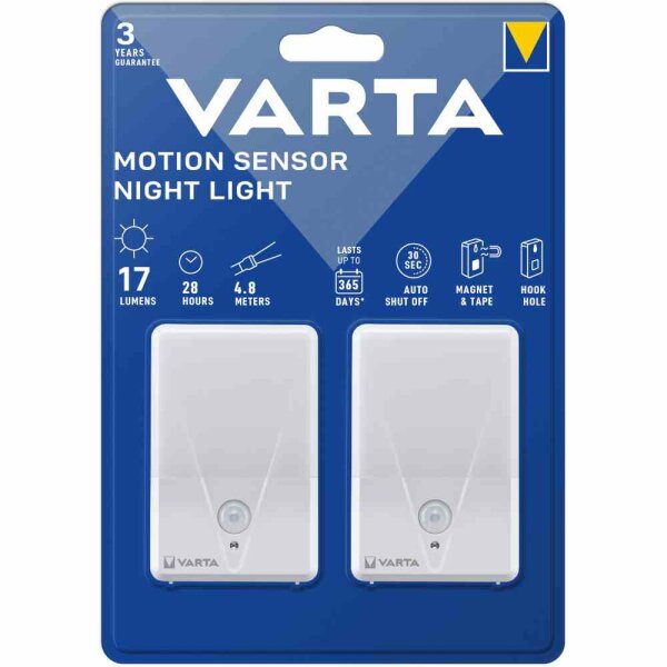 VARTA Nachtlicht, weiß, mit Lichtsensor, weiß, mit Leuchtmittel, mit Bewegungsmelder – 16624101402