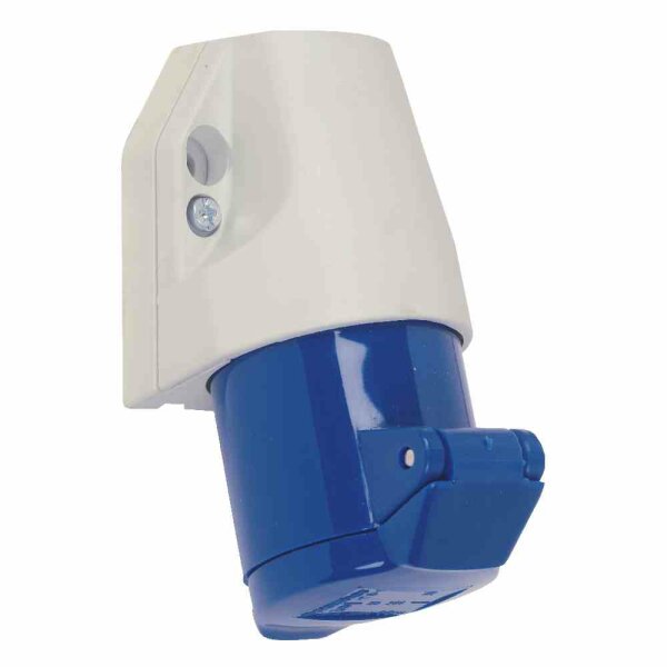 WALTHER CEE-Steckdose, 3p, 16A, 6h, 230V (50+60Hz) blau, IP44, Aufputz, Schraubklemme, Kunststoff – 110306