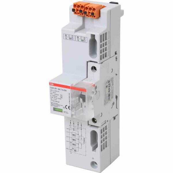 ABB Kombi-Ableiter, Sammelschiene, 4p, TT/TN-S, 400VAC, 1,6kV, 3TE, 25kA, ohne – OVR ZP+ 3N 7.5-255