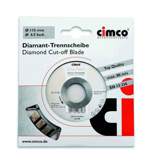 CIMCO Diamant-Trennscheibe, Ø150mm, geeignet für Backstein, geeignet für Beton, geeignet für Beton/Betonstein, geeignet für Hartgestein – 208712