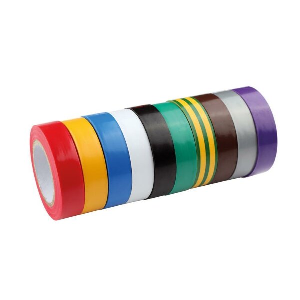 CIMCO Isolierband, Polyvinylchlorid (PVC), 15mm, 10m, mehrfarbig, UV-beständig, 70°C, 0,13mm, Selbstverlöschend – 160000