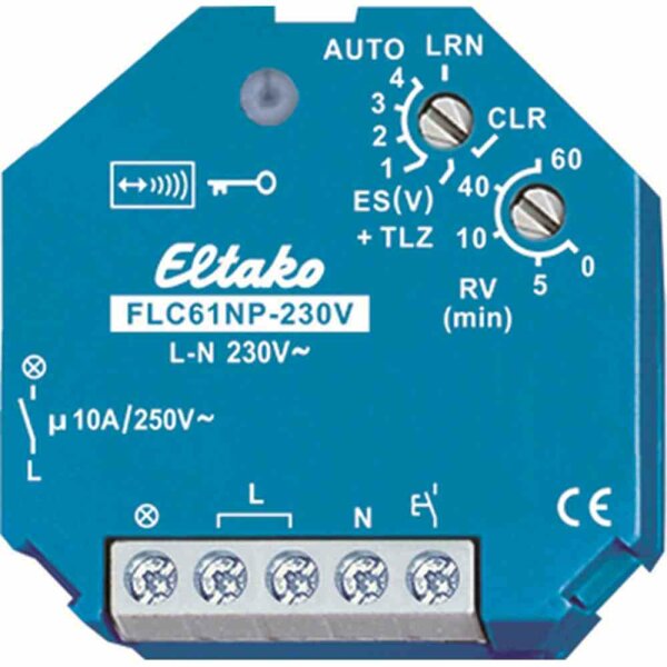 ELTAKO Funk-Aktor, 868MHz, Aufputz, 230 V AC, 1k, Geeignet für Dimmer, Geeignet für Pulsdrücker, Geeignet für Schalter, mit Funkhandsender – FLC61NP-230V