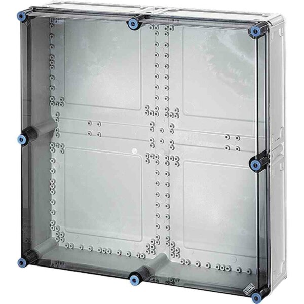 HENSEL Mi 0800 Leergehäuse mit transparentem Deckel, IP65, grau, Gehäusegröße 8, B 575 x H 575 x T 150 mm, max. Einbautiefe bei eingebauter Montageplatte 146 mm, bei eingebauter Tragschiene 135mm – 2000006